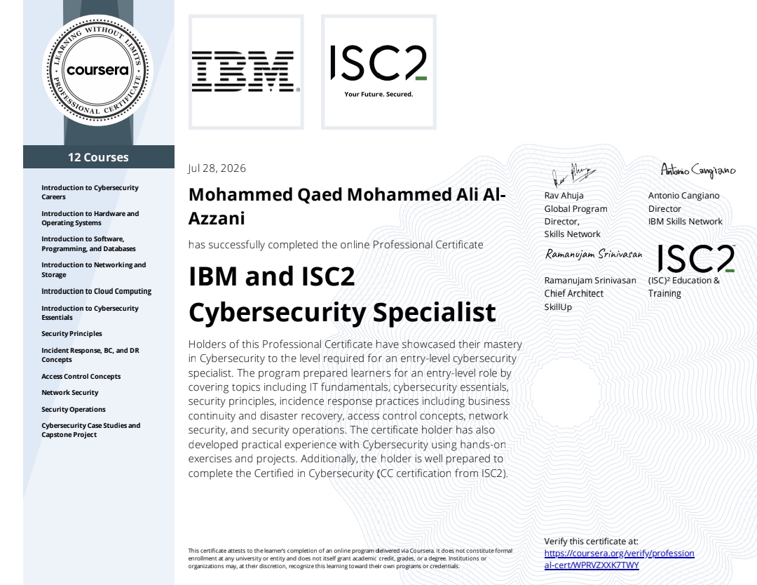 IBM and ISC2 Cybersecurity Specialist